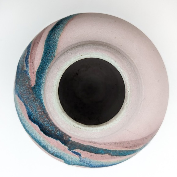 Charles Focht Tucson Southwest Pink/Blue Studio Art Pottery Gourd Vase Unsigned - Picture 10 of 11